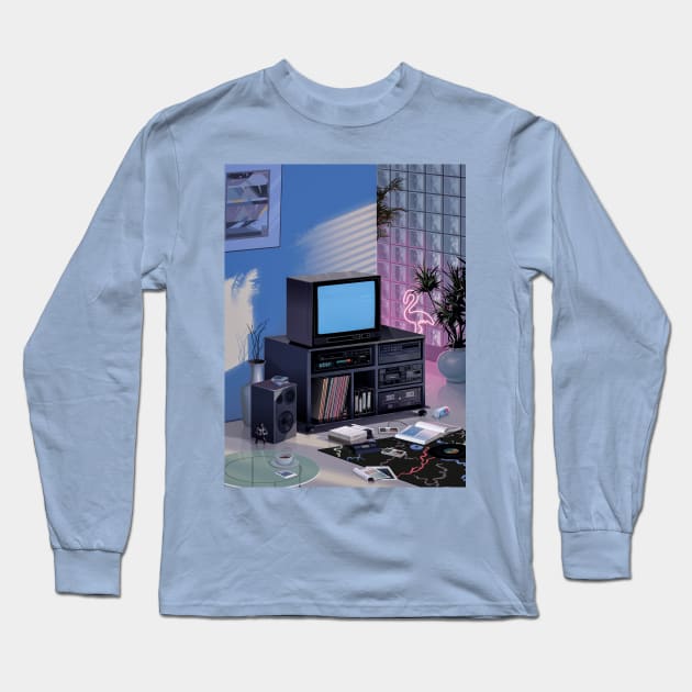 Morning TV 90s Long Sleeve T-Shirt by Mr.Melville